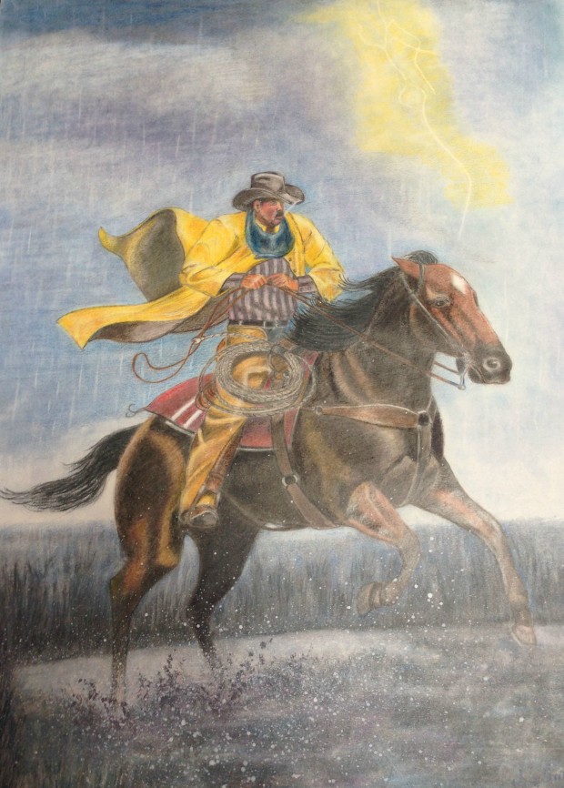 cowboy art, cowboy artwork, cowboy drawing