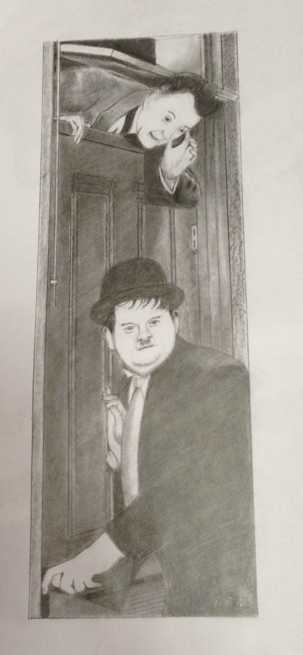 Laurel and Hardy art, Laurel and Hardy drawing, Laurel and Hardy