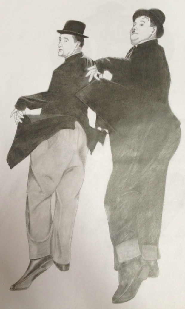 Laurel and Hardy art, Laurel and Hardy drawing, Laurel and Hardy