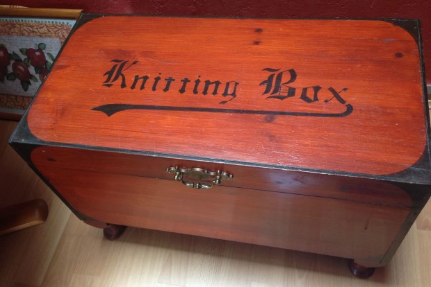 Wooden chest made for Jimmy's wife, Jean to hold her wool and kneedles