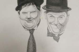 Laurel and Hardy art, Laurel and Hardy drawing, Laurel and Hardy